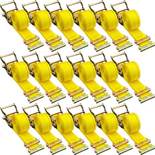 VEVOR E Track Ratchet Strap, 18PCS 2" x 15' E-Track Straps 4400 LBS Breaking Strength, with Polyester Webbing & Spring Fitting & Ratchets